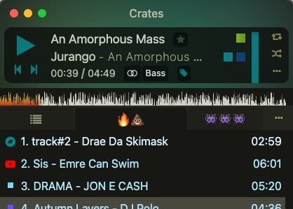 Product screenshot with mini player